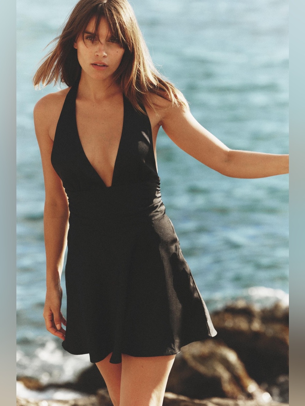 Zara Satin Effect black dress